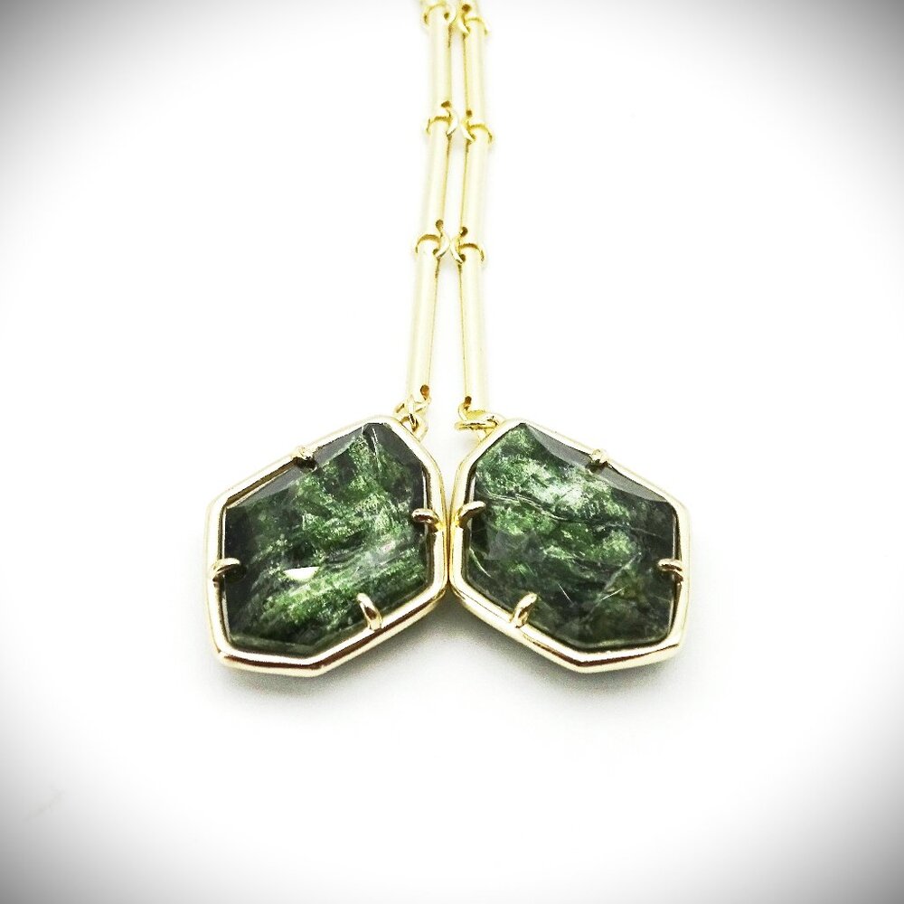 KENDRA SCOTT Charmian Yellow Gold Plated Sage Mica Drop Earrings
